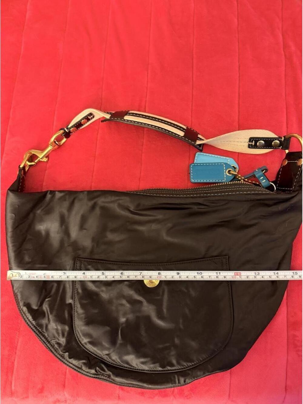 Black Vintage Coach Hamptons Satin Nylon Crescent Hobo Bag 2005